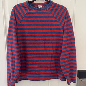 KULE Red and Blue Striped Terry Crewneck